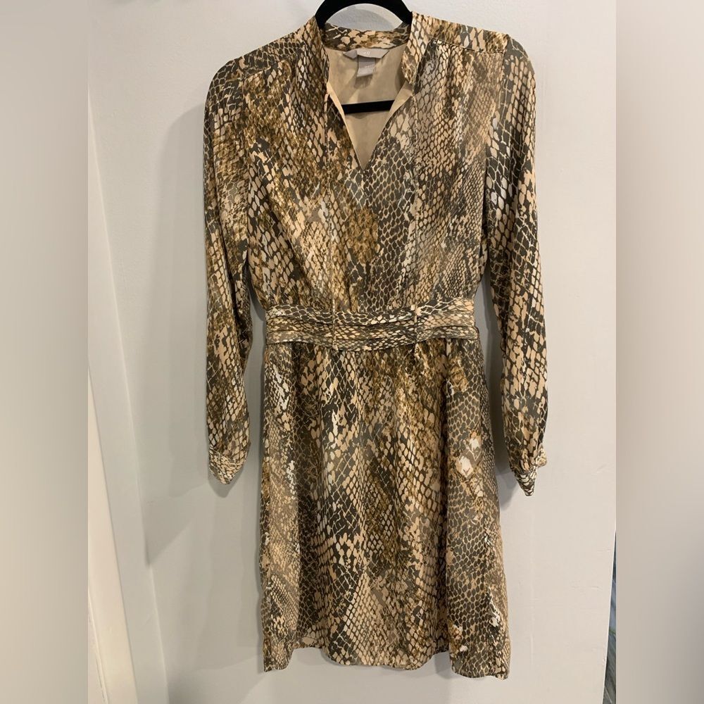 H&M Beige Snake Print Dress